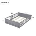 thumbnail image 7 of Miniyam Full Size Kids Floor Bed with Guardrails, Door and Book Storage, Gray, 7 of 7