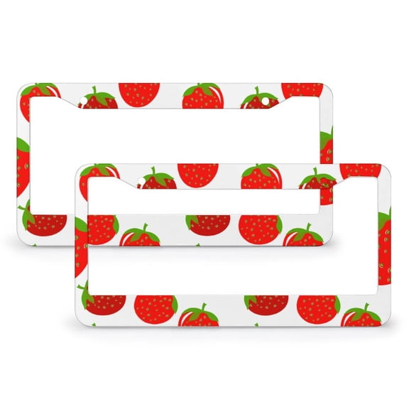Strawberry Summer Fruit Fresh License Plate Cover 2 Pieces Sweet Theme License Plate Cover License Plate Novelty License Plate Frame for Us Standard Vehicles Aluminum License Plate Frame