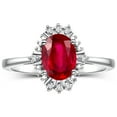 thumbnail image 1 of RYLOS Bagues pour Femmes Bague en Or Blanc 14K avec Pierre Précieuse Ovale 7X5MM et Diamants Étincelants Rubis de Juillet Bijoux Taille 9, 1 of 7