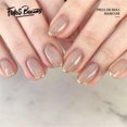 thumbnail image 1 of Fofosbeauty 24pcs Press on False Nails, Short Round Fake Nails, Golden French Light Gray, 1 of 8