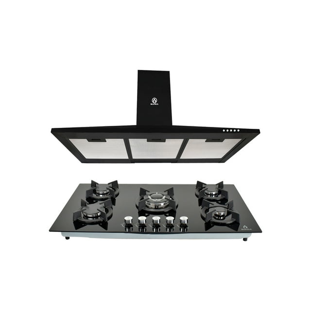 Combo Savona SUPRA parrilla y campana 90 cm Negro