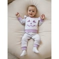 thumbnail image 5 of Loicainy Toddler Baby Girl Halloween Outfits 3 6 12 18 24 Months 2T 3T 4T Pumpkin Face Embroidery Stripe Crew Neck Long Sleeve Waffle Tops Long Pants 2Pcs Clothes Set, 5 of 9