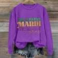 thumbnail image 2 of Clearance!BKQCNKM Long Sleeve Shirts for Women Mardi Gras Shirts for Women Sweatshirt for Women Mardi Letter Printed Round Neck Long Sleeve Top Funny Shirts Purple XXL, 2 of 4