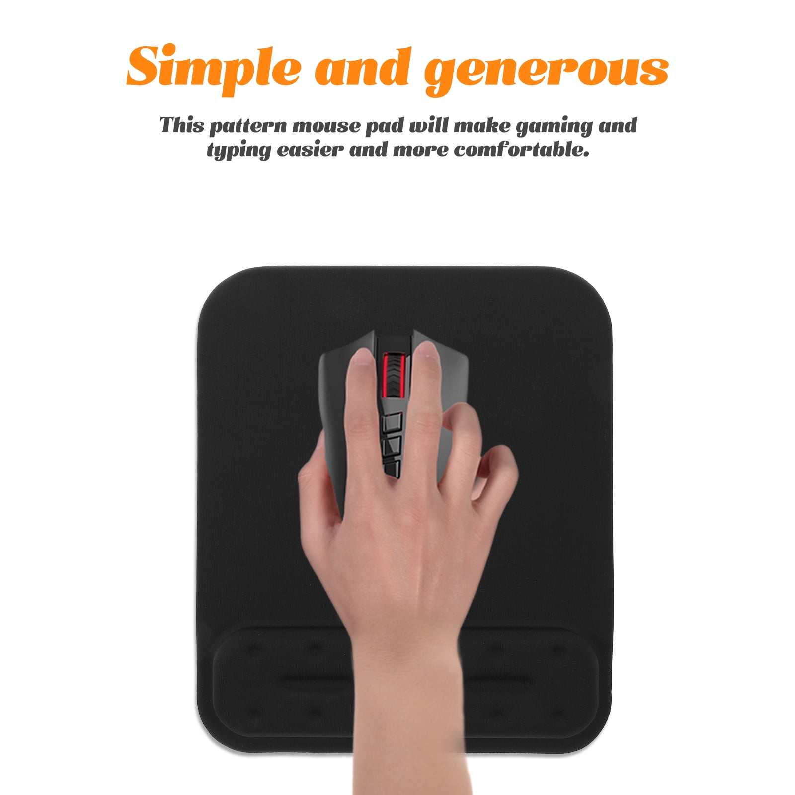 Mouse Pad Large Mouse Pad Mat with Wrist Rest Gel Support Comfort Memory Non Slip Base for Laptop PC Computer Desktop (Black)