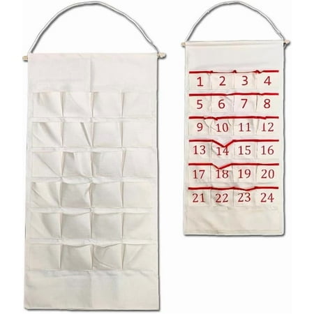 Sublimation Blank Christmas Decoration Calendar - DIY Project for Holiday Crafting, Linen Material, 50x25in with 24 pockets (All Blank)