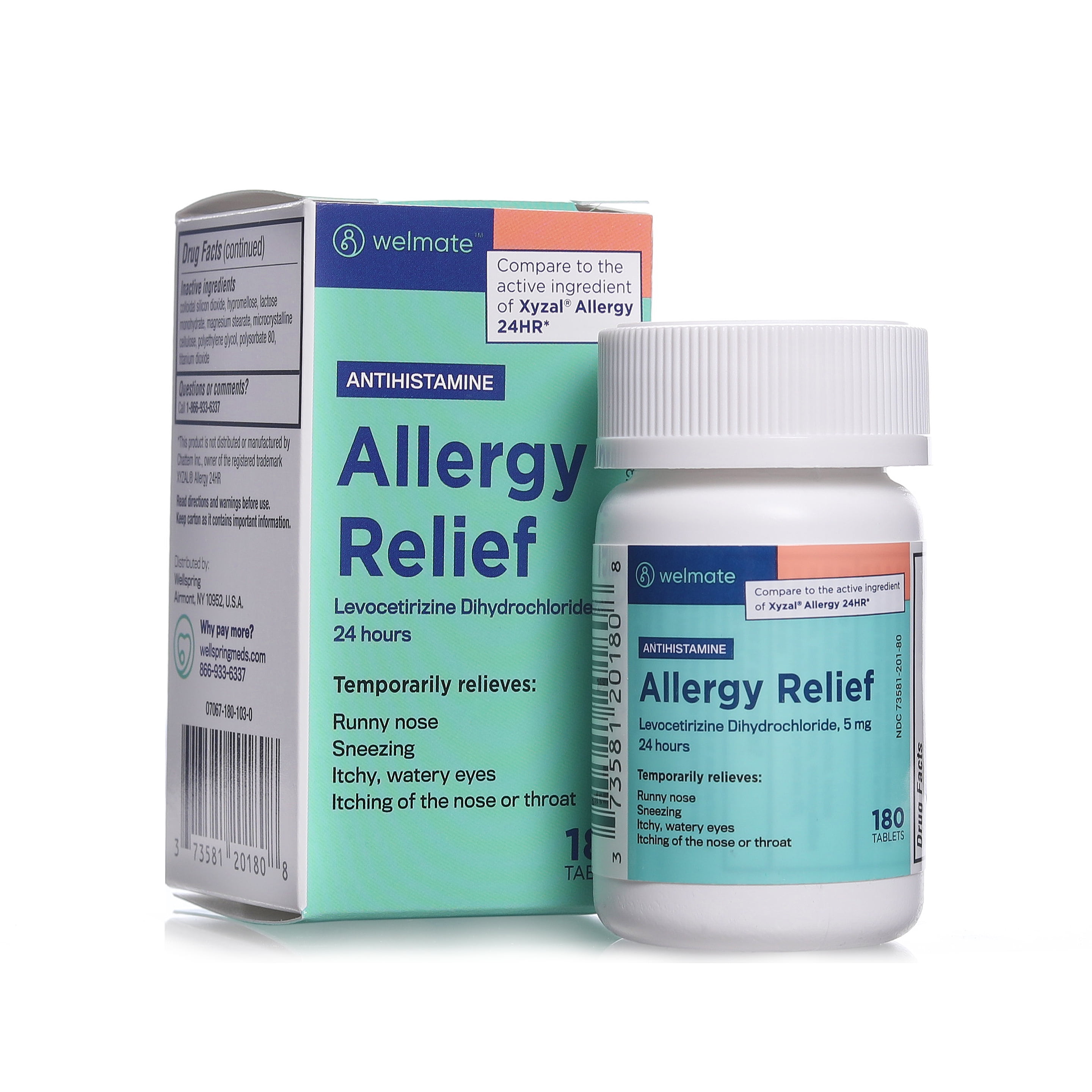 Levocetirizine Dihydrochloride Tablets, USP 5mg 24 Hour Allergy Relief 180 Count