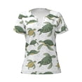 thumbnail image 3 of Naloa Cute Turtle Print T-Shirts Short Sleeve V Neck Tees for Women Fashion Tops Trendy Lightweight Soft Casual Summer Outfits Clothes, 3 of 5