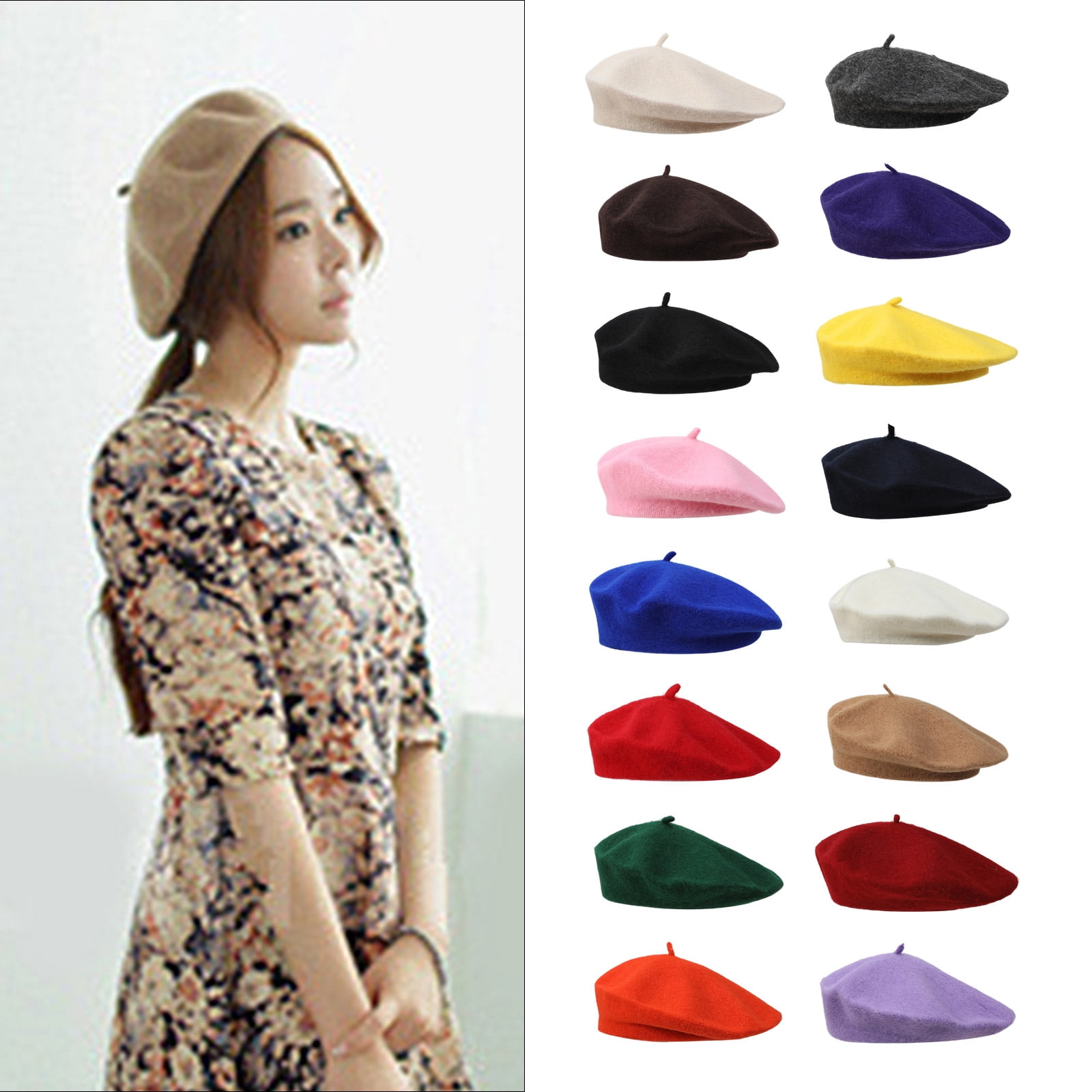 Solid Color Berets Hats Stretchy French Styles Unisex Winter  display picture 1