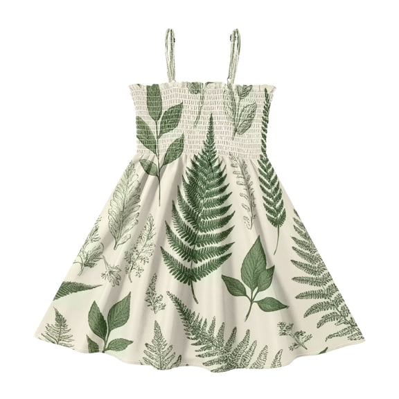 Ttyddzy Woman' Casual-Dresses Sleeveless Camisole A-Line Dress for 2Y-7-8Y,Vintage Botanica