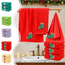 Dmlowu 3pcs Christmas Bath Towels - Extra Soft Cotton Towels, Quicker Dry Christmas Decorations Bathroom Towels, 14x30" Christmas Bathroom Decor