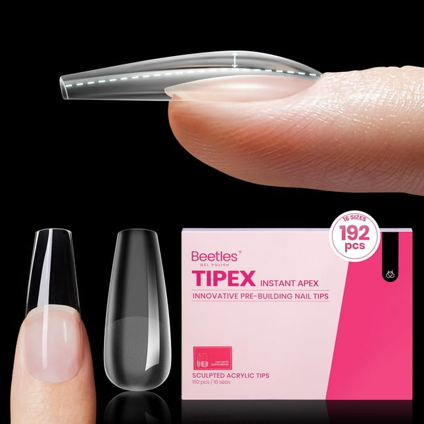 Nail Tips Beetles Tipex Instant Apex, ataúd mediano, 192 unidades