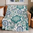 thumbnail image 2 of Abstract Paisley Pattern Flannel Blanket for Bed,Travel and Camping, Vintage Green Ethnic Flower Super Soft Cozy Blanket for All Seasons 50"x60", 2 of 7