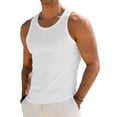 thumbnail image 5 of YLSDY Men's Ribbed Crew Neck Tank Top, High Elastic Compression Sleeveless Shirt for Gym Training White XL, 5 of 9