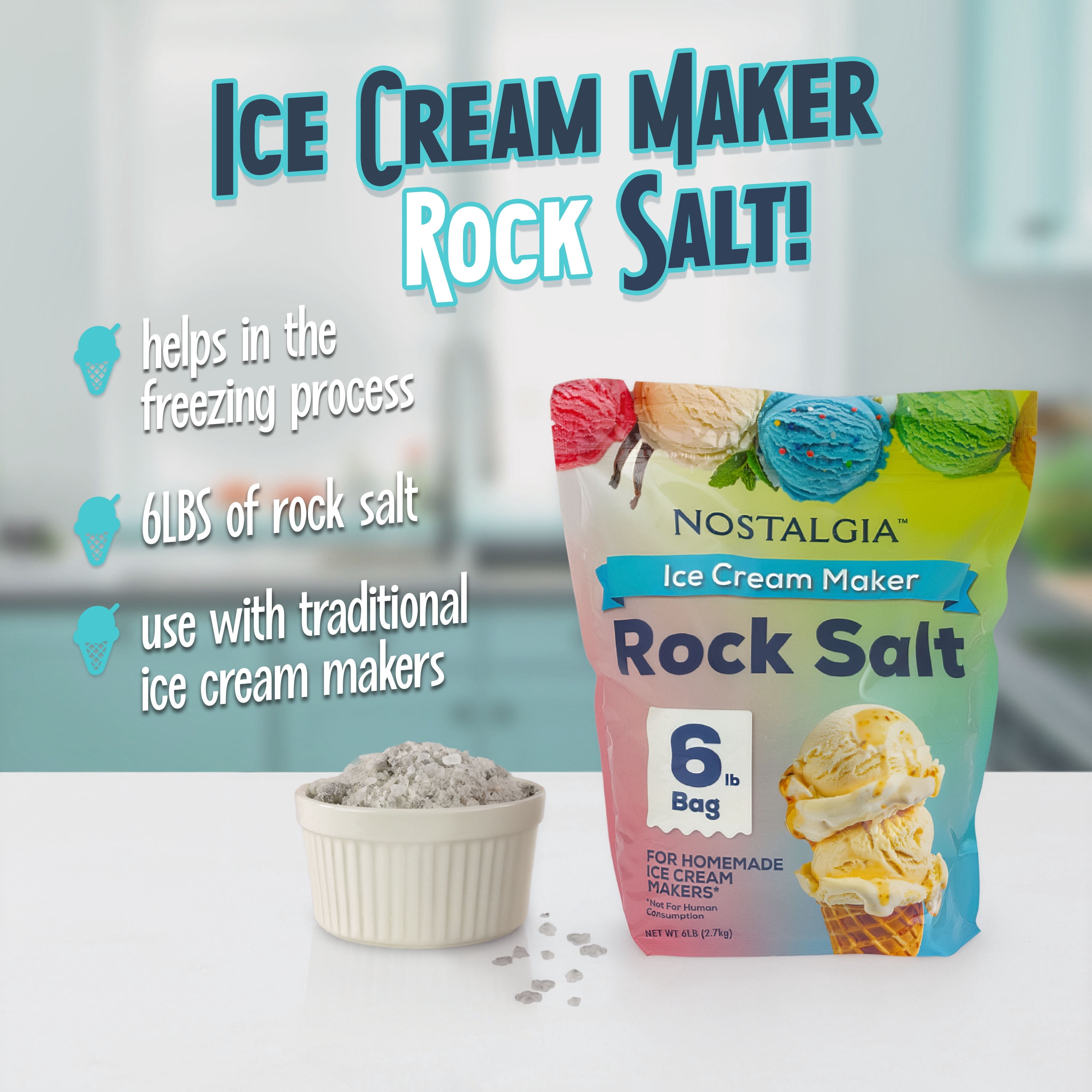 Nostalgia Rock Salt for Ice Cream Makers, 6 lb Bag