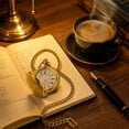 thumbnail image 4 of Vintage Pocket Watch, Roman Numeral Quartz piece, Classic Black Pocket Clock With Chain for Men Women Formal Events Collection, 4 of 7
