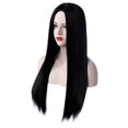 thumbnail image 4 of Peluca Morticia Addams negra Peluca negra para disfraz de Morticia Peluca de pelo liso para mujer Pelo suave Natural lindo con gorros de peluca Pelucas sintéticas de colores para D, 4 of 5
