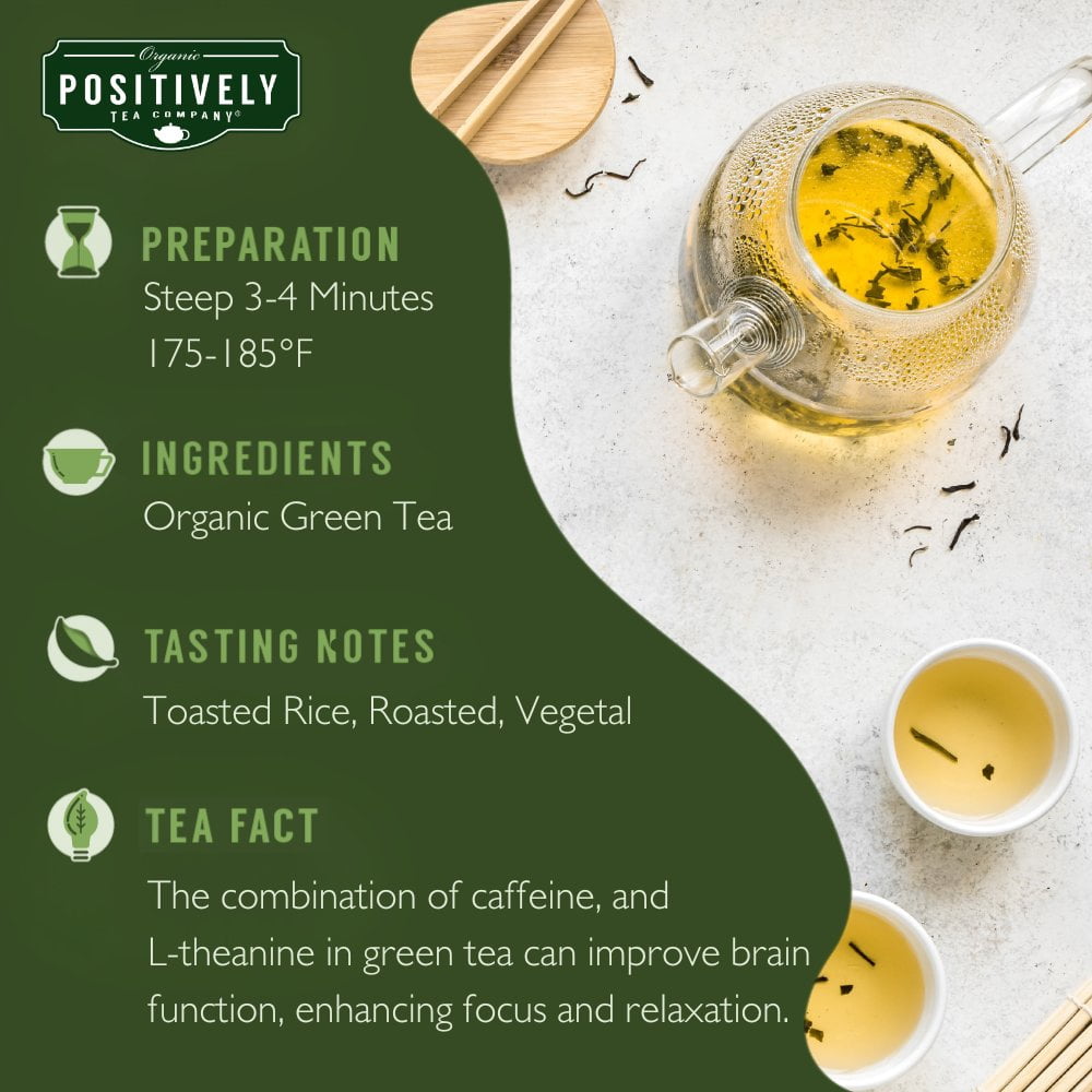 Positively Tea's Organic Green Tea Tea Bags, 6 Boxes 120 Tea Bags