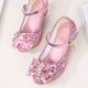 thumbnail image 4 of Zapatos de cuero de princesa para niñas, zapatos de tacón alto con purpurina, informales, flores, nudo de mariposa, azul, rosa y plateado, 4 of 4