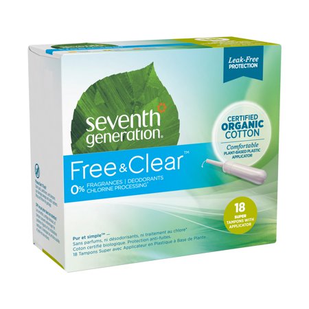 (5 pack) Seventh Generation Organic Cotton Tampons with Comfort Applicator Super Absorbency, 18 (Best Type Of Tampons)