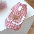 thumbnail image 5 of Xmarks Dog Sweater Dress - Plaid Pattern - Pet Sweater Cat Knitted Dress with Leash Hole for Small to Medium Dog and Cat Pink Skirt 4.4-6lbs, 5 of 12