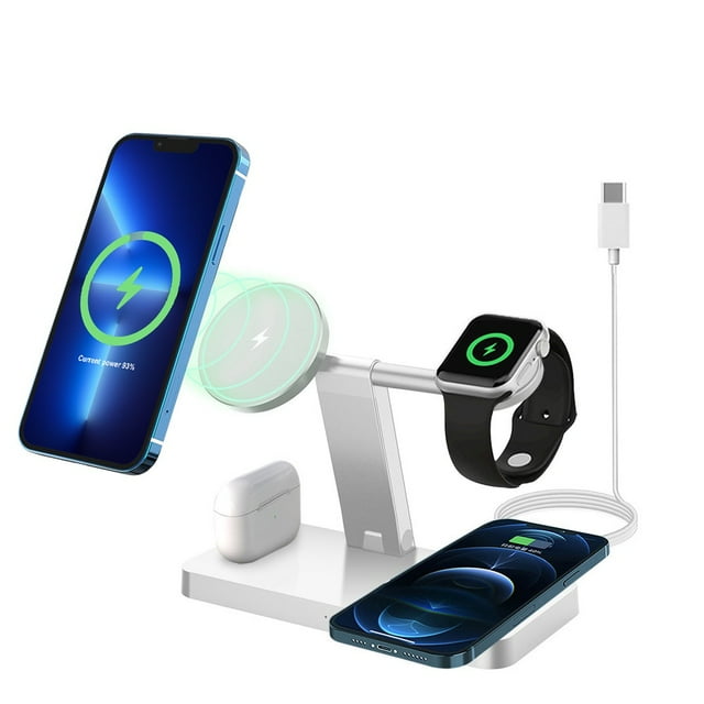 FDGAO Magnetic Wireless Charger 4 in 1 Wireless Charging Stand 15W Fast Compatible with 12,13,14 Pro Max,Pro,Plus,mini, AirPods, Apple Watch 8 7 6 SE 5 4 3 2