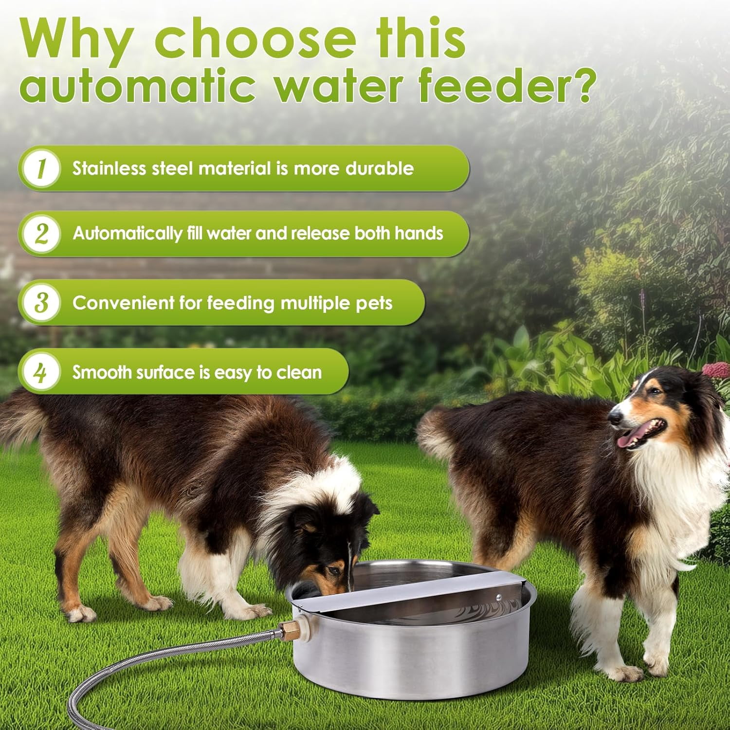 Automatic Dog Water Bowl Dispenser Large Breed Outdoor Pet Water Fountain Pet Waterer with Float Valve 6.5L Heavy-Duty Stainless Steel Auto Waterer for Large Dogs Cats Puppy Chicken Goat