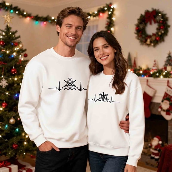 EchfiProm Sweatshirts for Men No hood Funny Graphic White Xmas Fleece Mens Shirts Christmas