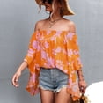 thumbnail image 3 of Camisa Fruncida de manga acampanada NikouMX, Tops con hombros descubiertos, S, 3 of 6