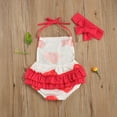 thumbnail image 6 of Douhoow Baby Girl Valentine's Day Bodysuit Summer Infant Heart Print Backless Jumpsuits, 6 of 9