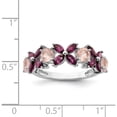 thumbnail image 5 of Sterling Silver Rhodium-Plated Rose Quartz & Rhodolite Ring (Size 6) Made In Thailand qr7038-6, 5 of 5