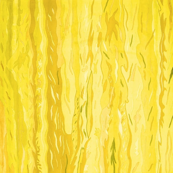 Ahgly Company Indoor Square Abstract Yellow Contemporary Area Rugs, 3' Square