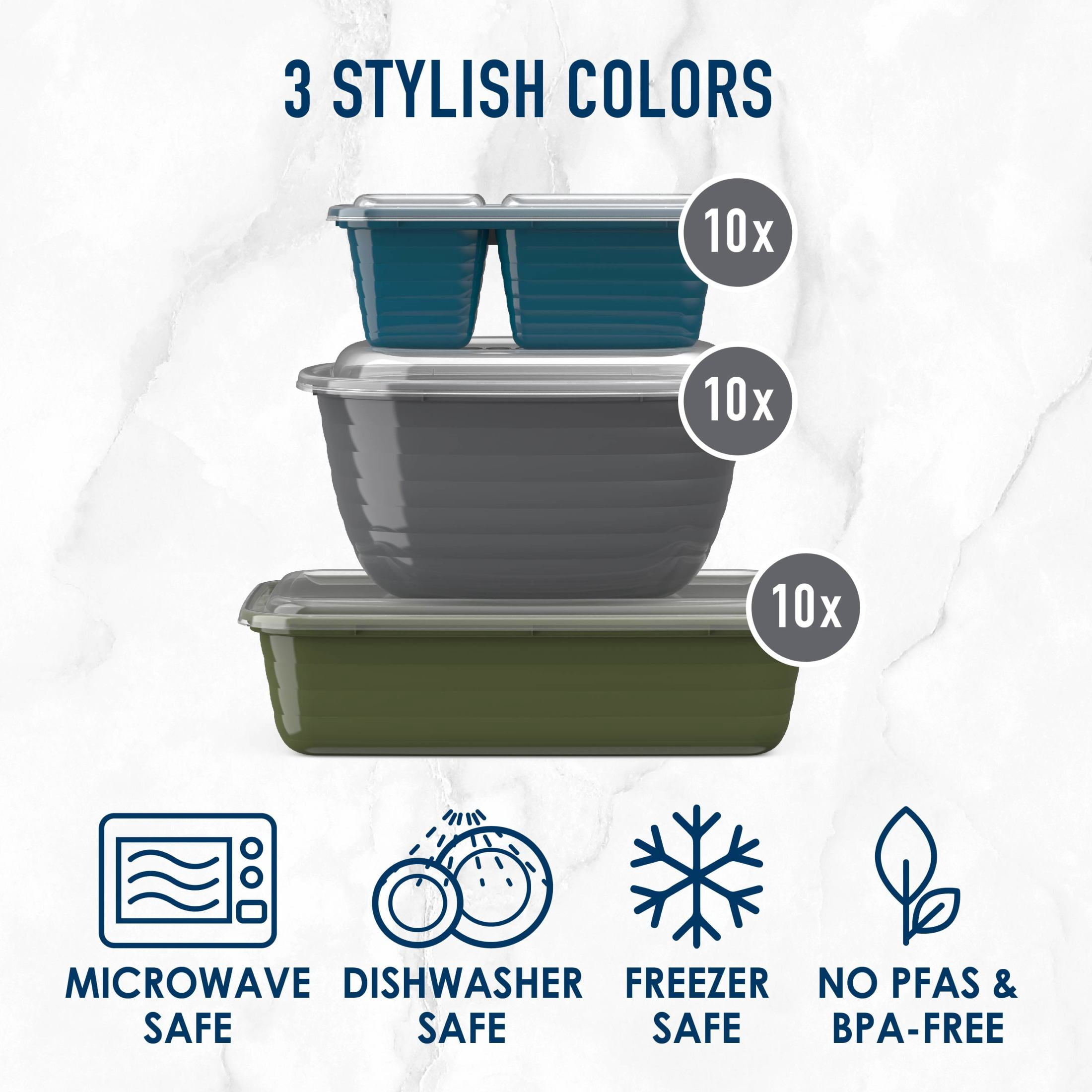 Bentgo Prep 60-Piece Variety Meal Prep Kit - Reusable & BPA-Free Food Containers 1-Compartment Trays, Prep Bowls, & Snack Boxes - Microwave, Freezer, & Dishwasher Safe (Rich Shades)