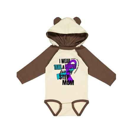 

Inktastic Suicide Prevention I Wear Teal and Purple for My Step Mom Gift Baby Boy or Baby Girl Long Sleeve Bodysuit