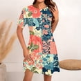 thumbnail image 1 of Ovzne Robes pour Femmes 2025 Robe de Plage Mode Féminine Col Rond Manches Courtes Robe Imprimée Grande Taille Robe Manches Courtes en Solde, 1 of 5