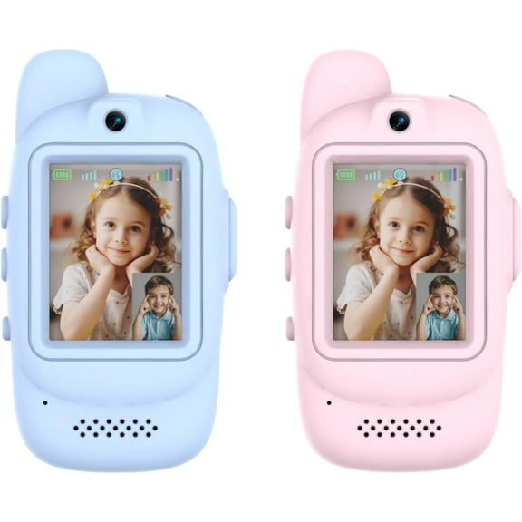 DEACOWER Video Walkie Talkie Toys for Age 3-12 Boys Girls, 2 Pack Walkie Talkies with Screen, Long Range , Birthday Gifts for Kids Indoor Outdoor Camping