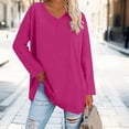 thumbnail image 2 of Breezora Tunique à Col Rond Surdimensionnée pour Femmes Chemise à Manches Longues Rayée Douce Coupe Ample Blouse Décontractée Confort Quotidien Taille m Rose Vif, 2 of 5