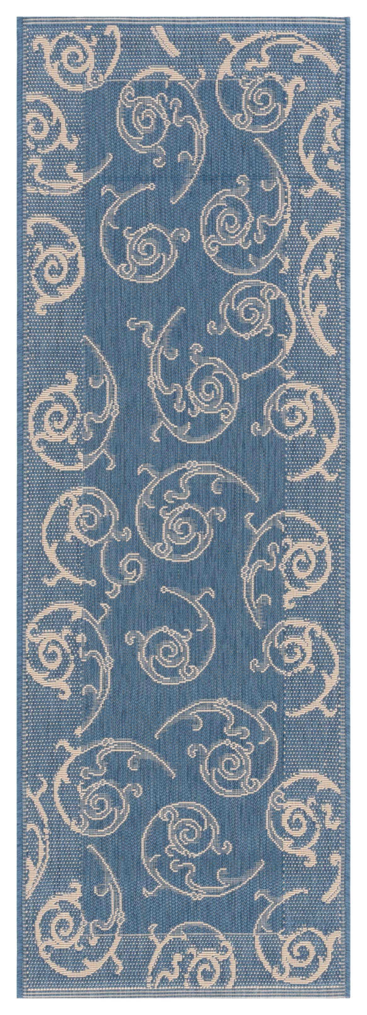 Safavieh Courtyard Daniel Oriental Indoor/Outdoor Runner Rug, Blue/Natural, 2'3" x 10'