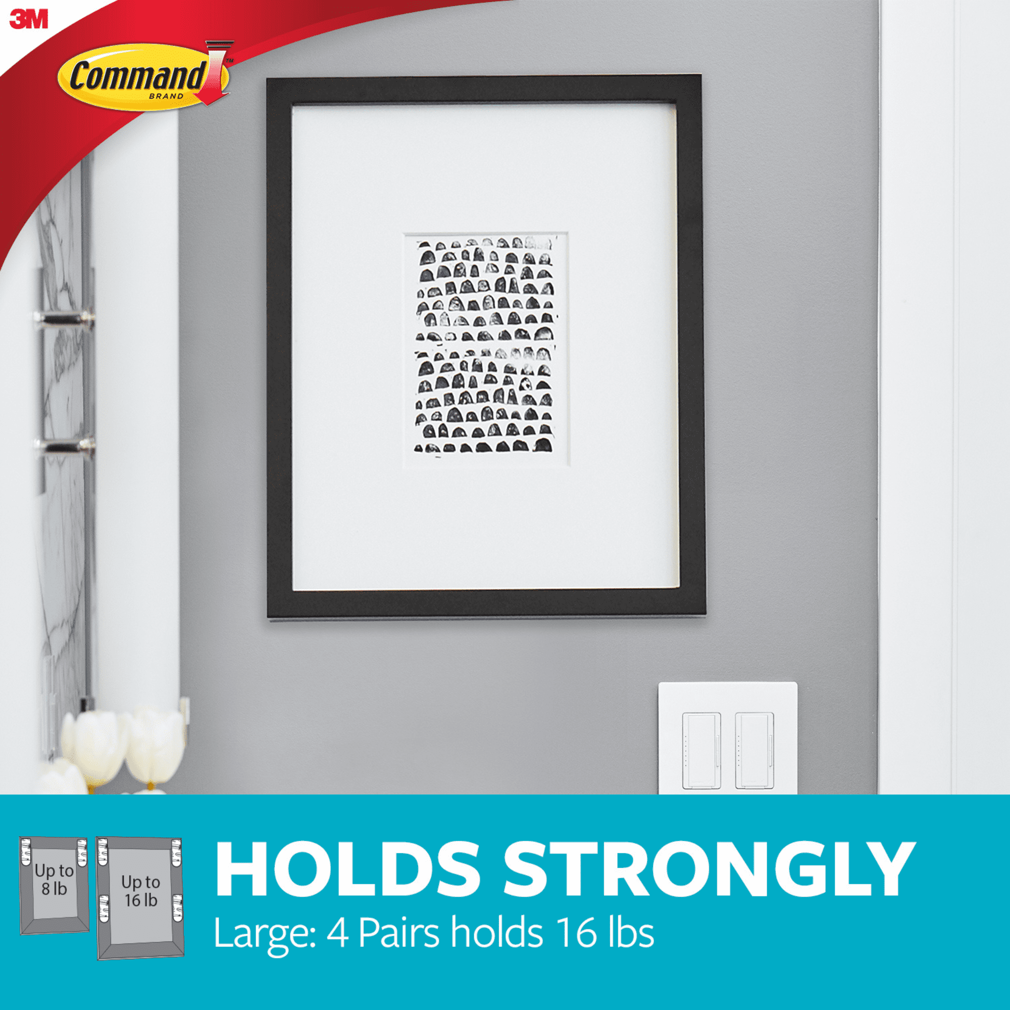 Command Large Bath Picture Hanging Strips 17206B-ES, Large