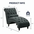 thumbnail image 2 of ZAFLY Chaise Lounge Indoor, Lounge Chair with Wood Legs, Leisure Accent Chair, Upholstered Lounge Couch for Bedrooom/Living Room, Dark Grey, 2 of 7