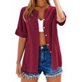 thumbnail image 1 of WZXFASHION Hauts d'Été pour Femmes Débardeur Sans Manches en Coton Lin Décontracté Bouton Col en V Tunique Blouses 50 % de Réduction Liquidation Chemises pour Femmes, 1 of 3
