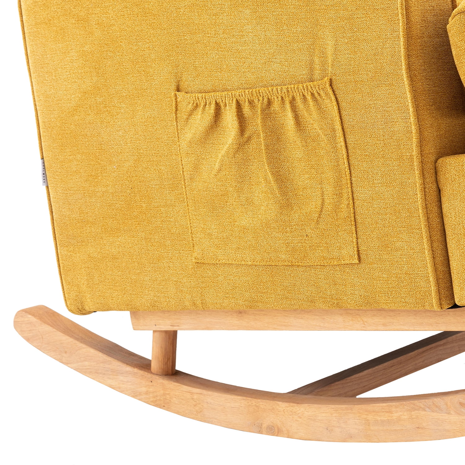 Kepooman Modern High Back Rocking Chair, Padded Seating for Living Room & Office, Yellow Kepooman Modern High Back Rocking Chair, Padded Seating for Living Room & Office, Yellow