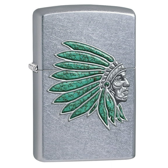 Zippo Lighter: Indian Head - Street Chrome