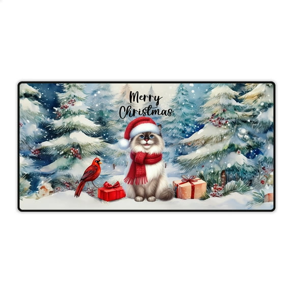 Merry Christmas Ragdoll Enjoys Catmas Winter Xmas Holiday Desk Mat Full Keyboard Mouse Pad Cat Lover Kitten Owner Gifts Idea Large Mousepad - 02022