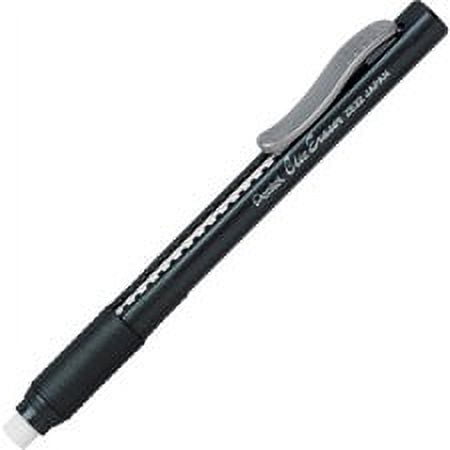 Pentel Rubber Grip Clic Eraser - Black - Black - Pen - Refillable - 12 / Box - Retractable, Latex-free Grip, Ghost Resistant, Pocket Clip | Bundle of 5