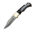 thumbnail image 2 of TheBoneEdge 6.5" Damascus Folding Knife Horn Handle Handmade with Sheath New, 2 of 3