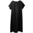 thumbnail image 1 of Dress, Women Solid Color Large Hem Short Sleeve Pockets Loose Midi for Work, 1 of 8