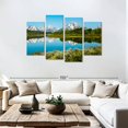 thumbnail image 3 of Elephant Stock Grand Teton Lake Reflections Wall Art - Horizontal Multi Panel Canvas - Living Room Wall Decor - Nature Multi Panel - Green And White Decor - 75" x 48", 3 of 8