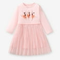 thumbnail image 4 of Bovxnpu Summer Girls Dresses, Girls Long Sleeve Round Neck Cotton Graphic Tulle Princess Casual Kids Dress Fall Winter Girls A-Line Sundress, 4 of 8