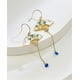 thumbnail image 4 of Pendientes de abanico asimétricos, pendientes de gota sectorial, pendientes colgantes de abanico pequeño, bonitos aretes étnicos retro, joya azul -, 4 of 5