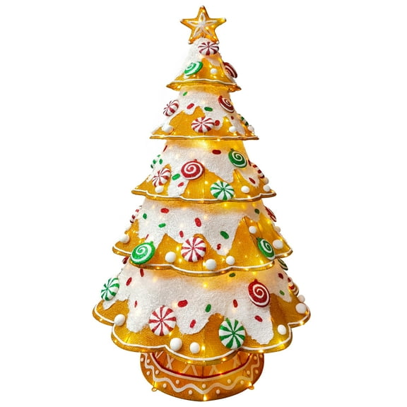 6' Gingerbread Outdoor Christmas Tree with 345 Warm White LED Lights